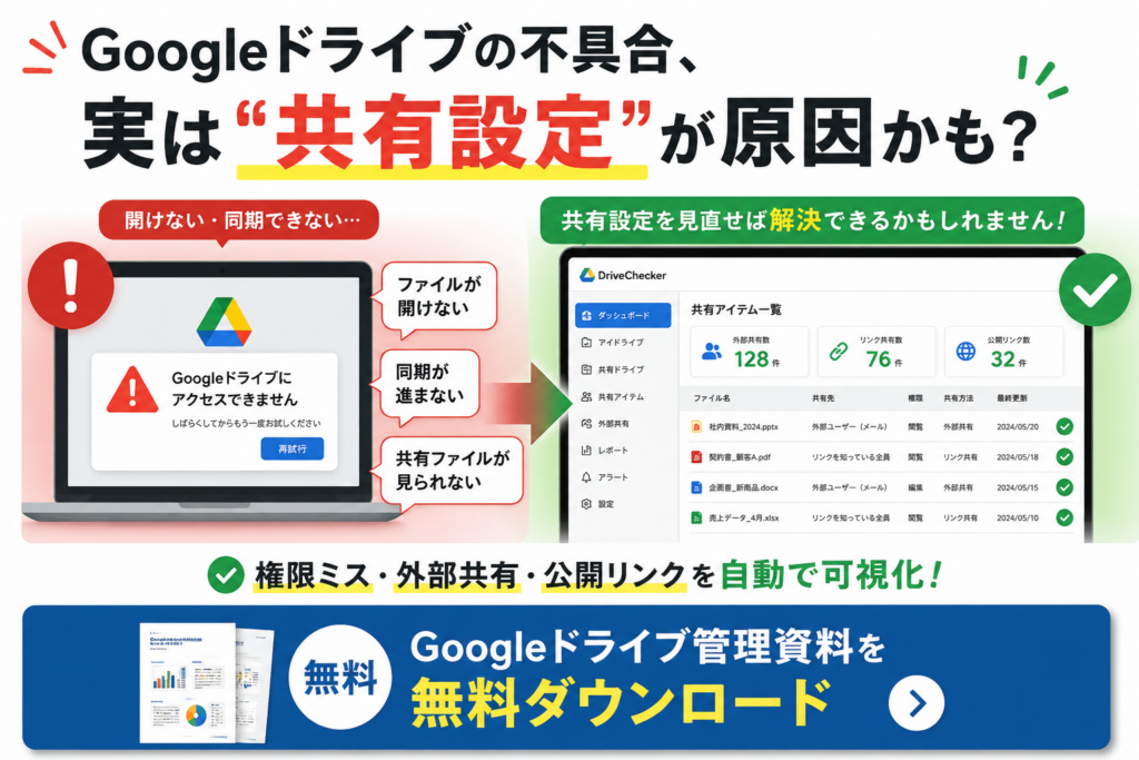 Googleドライブ権限管理ツール資料ダウンロードバナー