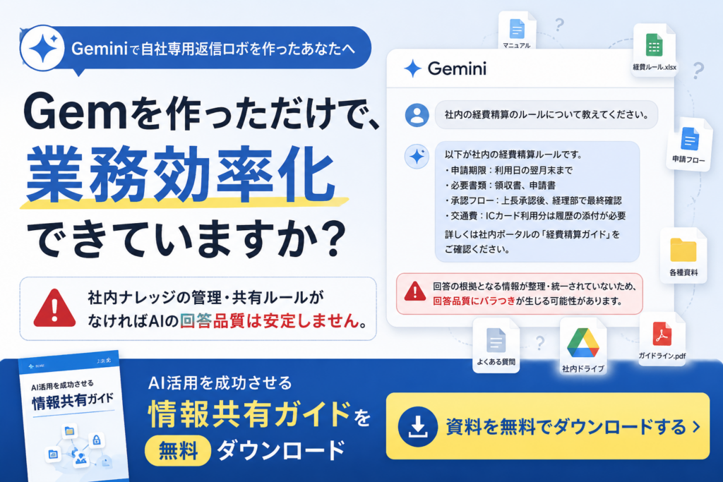 Gemを作っただけで業務効率化できていますか？情報共有ガイドダウンロードバナー画像