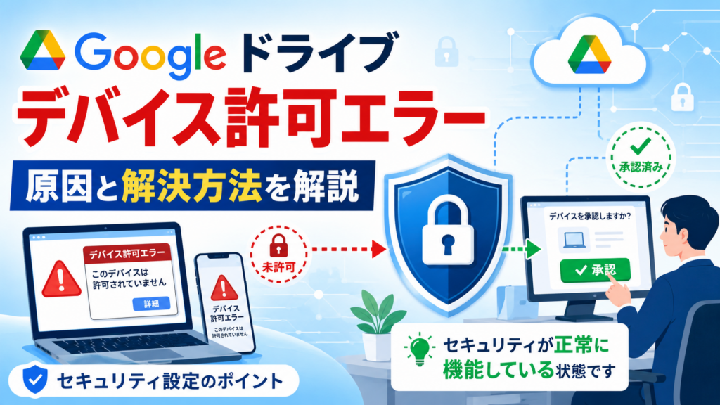 Googleドライブ「デバイス許可エラー」解決とセキュリティ設定_DriveChecker