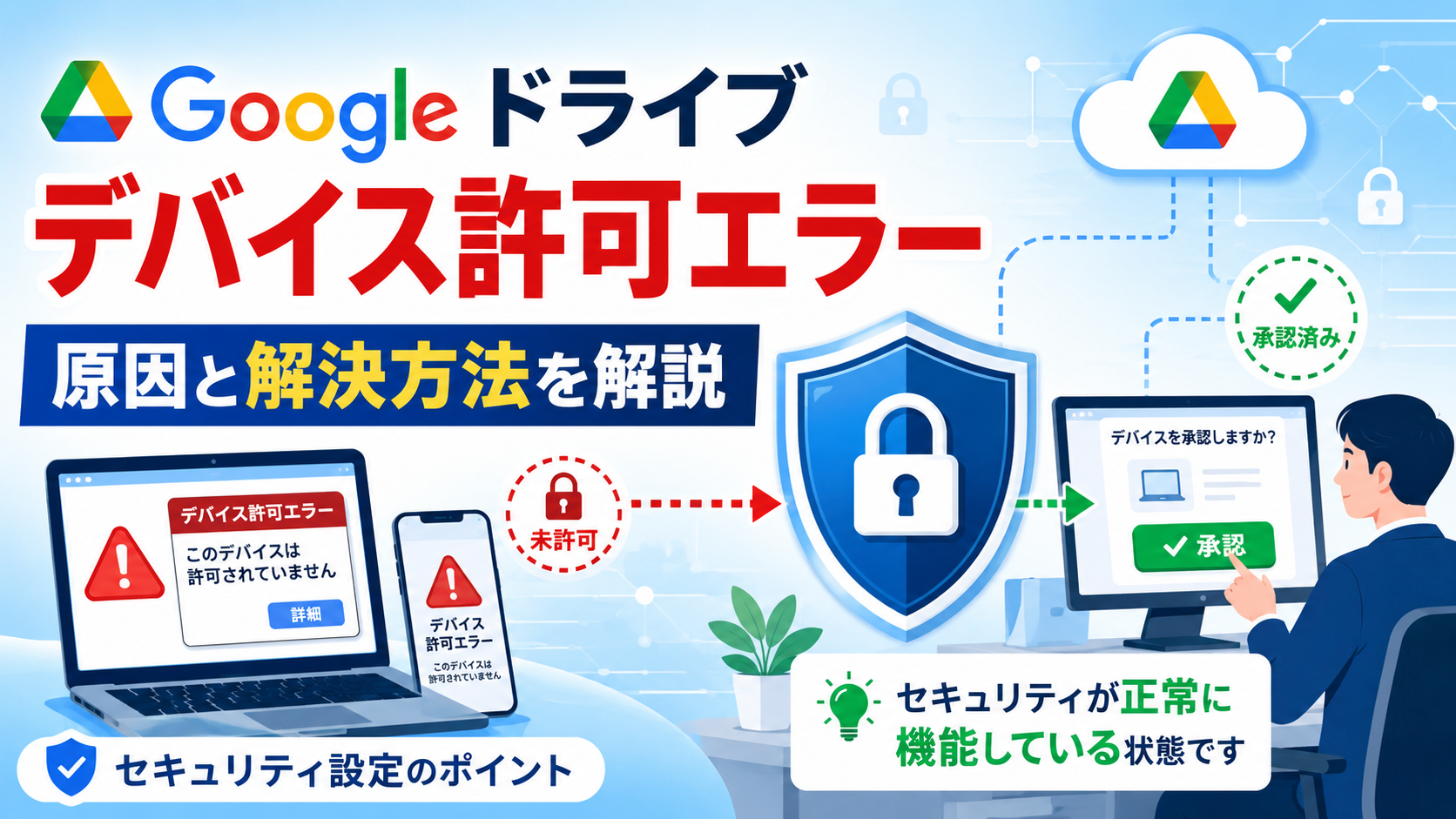 Googleドライブ「デバイス許可エラー」解決とセキュリティ設定_DriveChecker